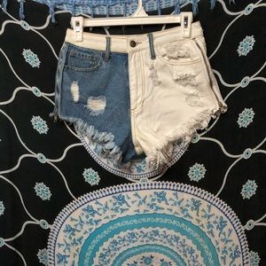 Fashion Nova Two Tone Denim cut offs